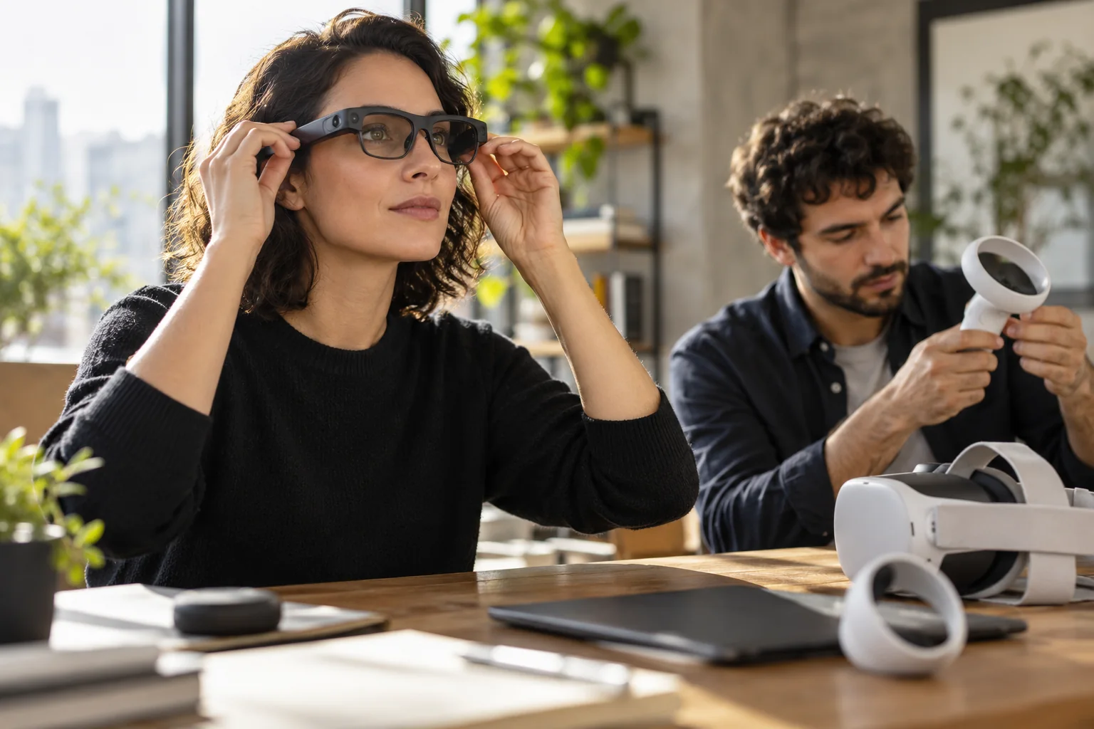 Óculos inteligentes e controles de realidade virtual oferecem experiências e funções diferentes.